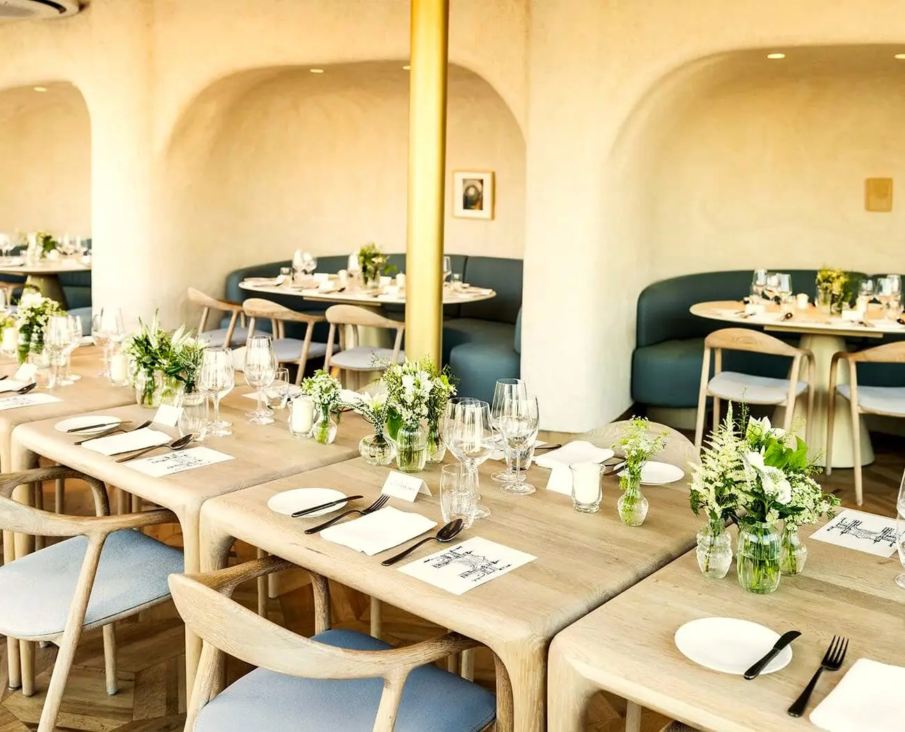 La sala di Horto sotto gli archi, allestita per un evento
